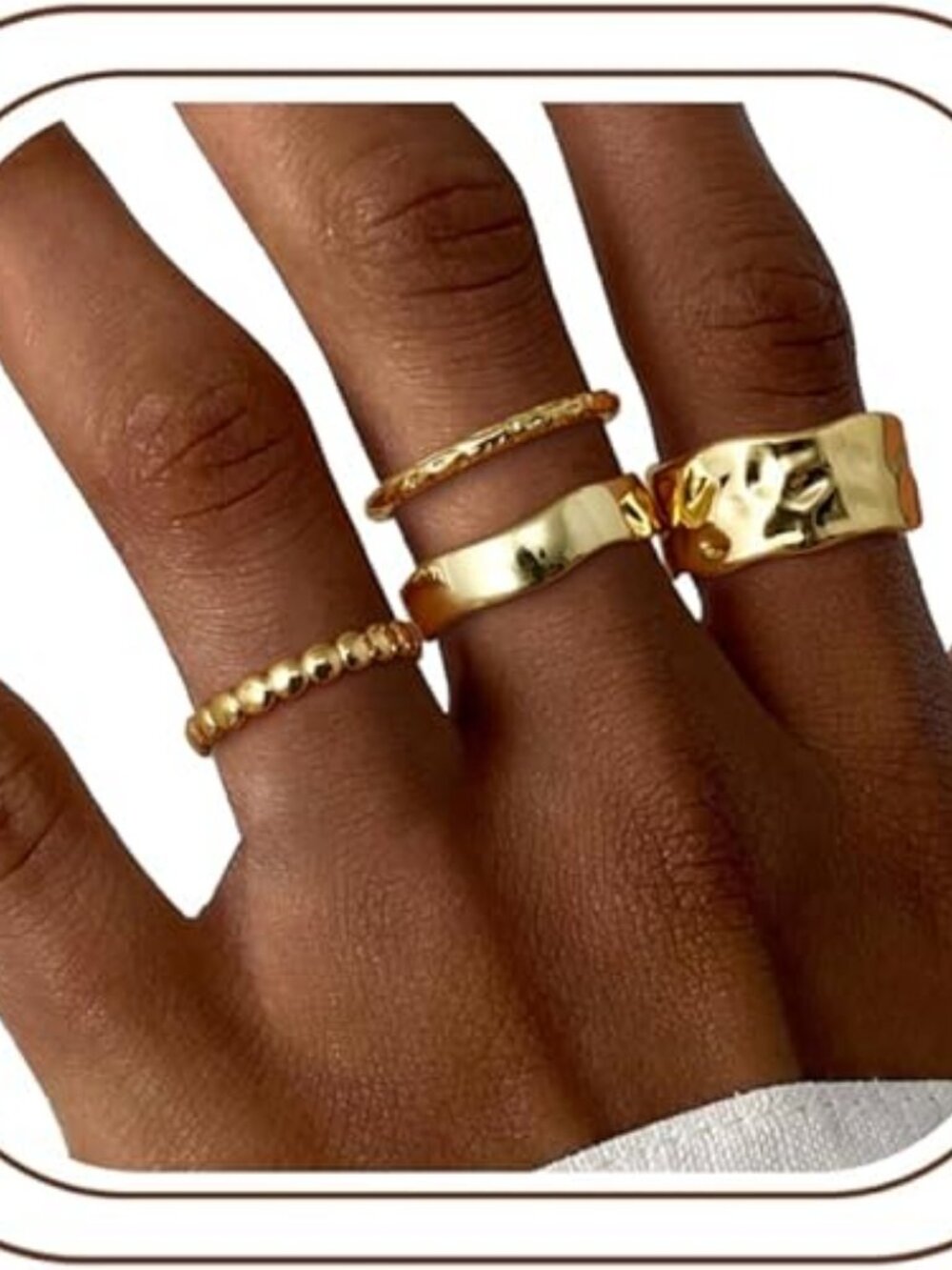 Stackable Chunky Gold Rings Set for Women – 14K Gold Plated Non-Tarnish Thumb &